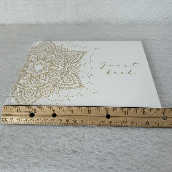 Guest Book White Gold 50 Page 7 X 9 inch Wedding Anniversary Celebration Party - Picture 3 of 13